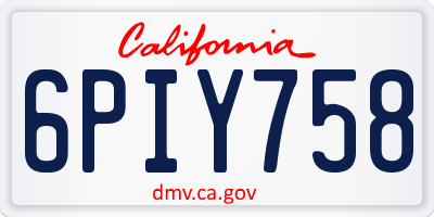 CA license plate 6PIY758