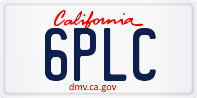 CA license plate 6PLC