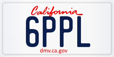 CA license plate 6PPL