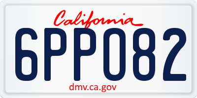 CA license plate 6PPO82