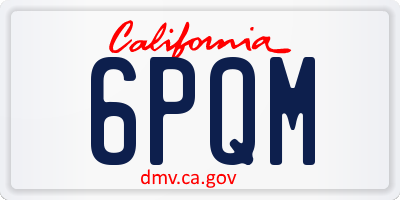 CA license plate 6PQM