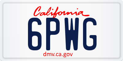 CA license plate 6PWG