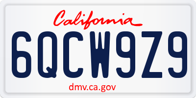 CA license plate 6QCW9Z9