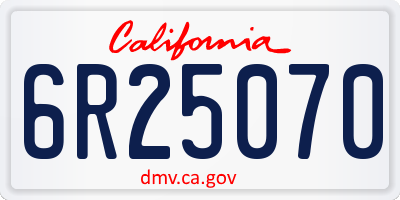 CA license plate 6R25070