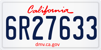 CA license plate 6R27633