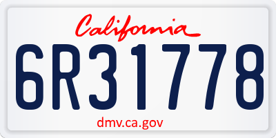 CA license plate 6R31778