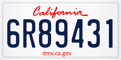 CA license plate 6R89431