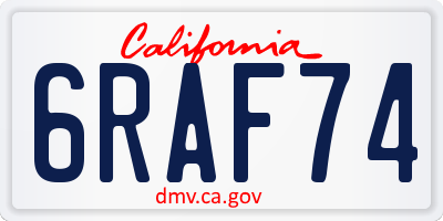 CA license plate 6RAF74