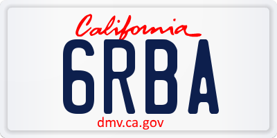 CA license plate 6RBA