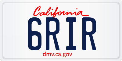 CA license plate 6RIR