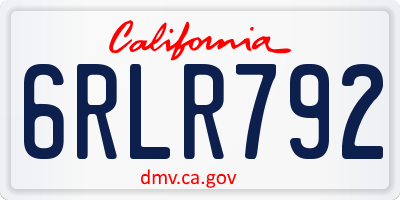 CA license plate 6RLR792