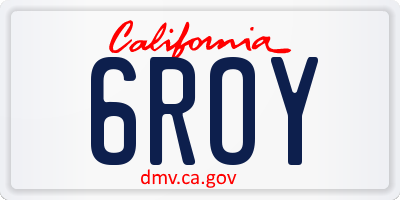 CA license plate 6ROY