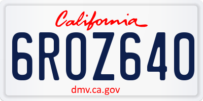 CA license plate 6ROZ640