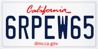 CA license plate 6RPEW65