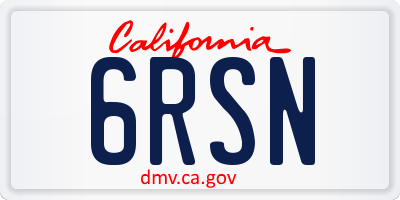 CA license plate 6RSN