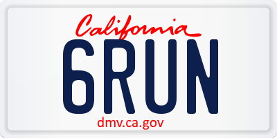 CA license plate 6RUN