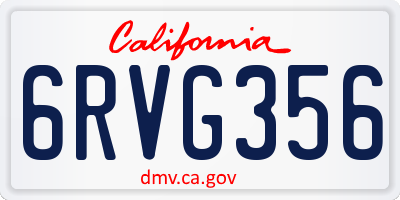 CA license plate 6RVG356