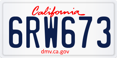 CA license plate 6RW673