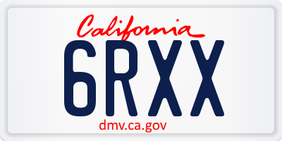 CA license plate 6RXX