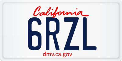 CA license plate 6RZL