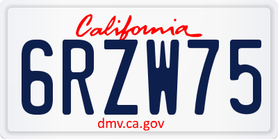 CA license plate 6RZW75