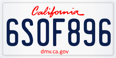 CA license plate 6S0F896