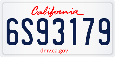 CA license plate 6S93179