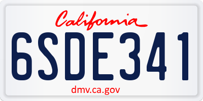 CA license plate 6SDE341