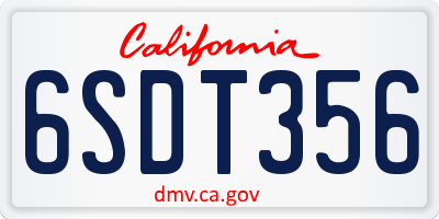 CA license plate 6SDT356