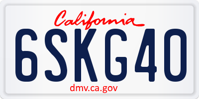 CA license plate 6SKG40