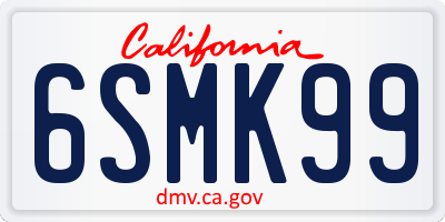 CA license plate 6SMK99