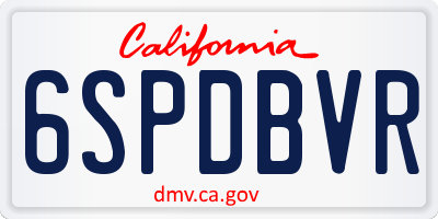 CA license plate 6SPDBVR