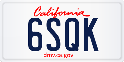 CA license plate 6SQK