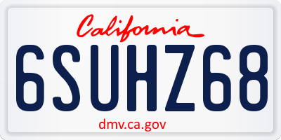 CA license plate 6SUHZ68