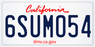 CA license plate 6SUMO54