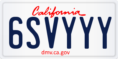 CA license plate 6SVYYY