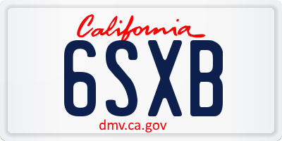 CA license plate 6SXB