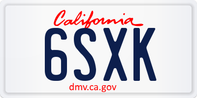 CA license plate 6SXK