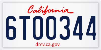 CA license plate 6T00344