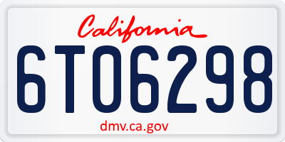 CA license plate 6T06298