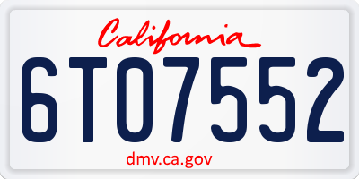 CA license plate 6T07552