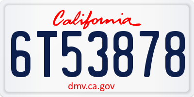 CA license plate 6T53878