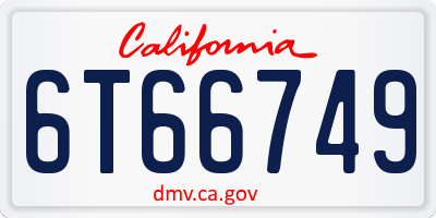 CA license plate 6T66749