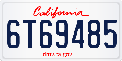 CA license plate 6T69485