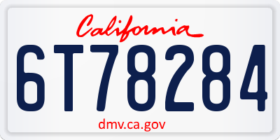 CA license plate 6T78284