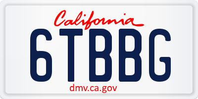 CA license plate 6TBBG