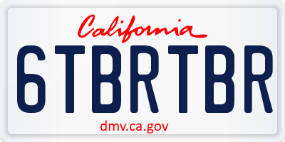 CA license plate 6TBRTBR