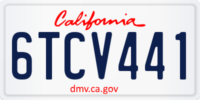 CA license plate 6TCV441