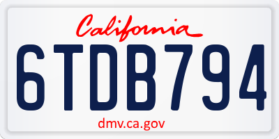 CA license plate 6TDB794
