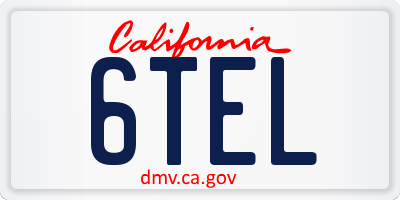 CA license plate 6TEL